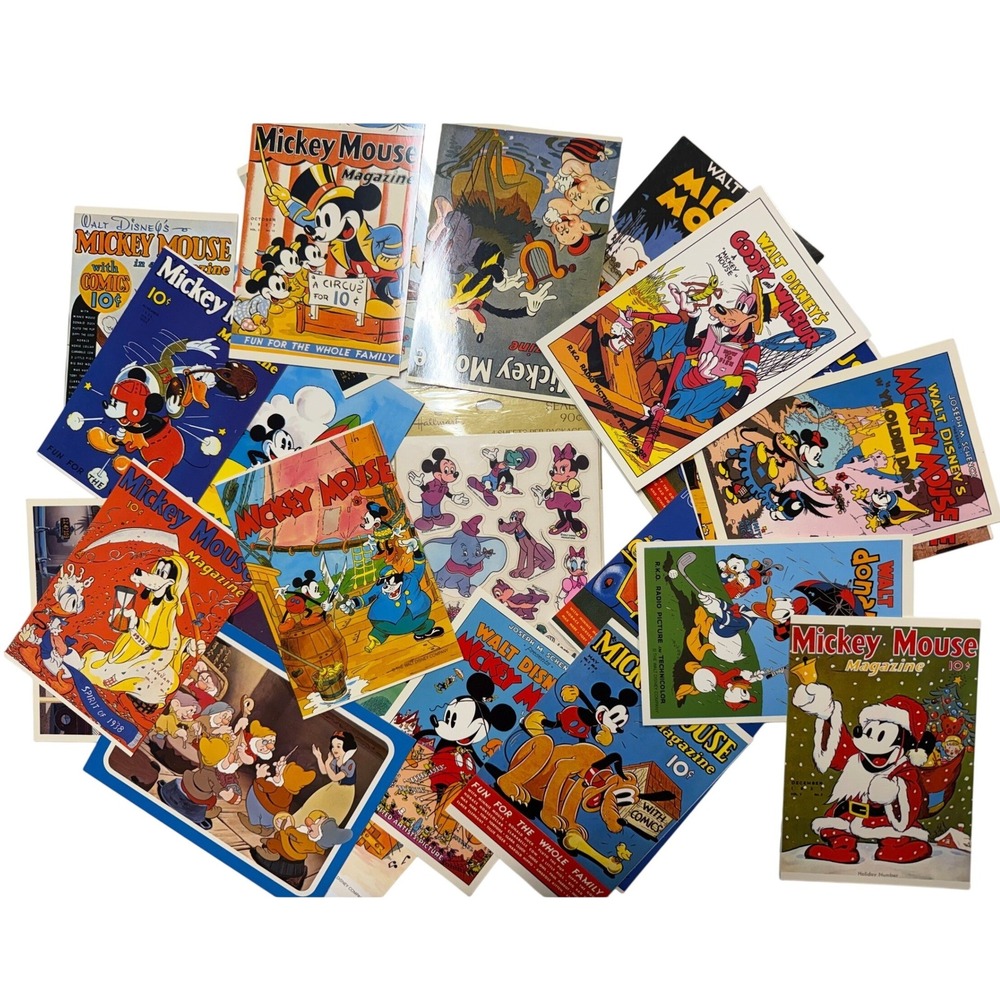 Vintage Walt Disney Mickey Mouse Postcard Lot Magazine Covers RKO Hallmark